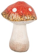 Bielo-červená keramická dekorácia huba Muchotrávka S - 9*8*12 cm