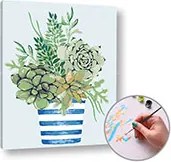 Maľovanie podľa čísel ZELENÉ KVETY V KVETINÁČI – nízka náročnosť