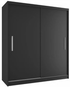 Šatníková skriňa 158 cm Belini čierny mat s posuvnými dverami  SI SZP3/1/B/B/0/AL