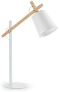 Biela stolová lampa z masívu akácie s textilným tienidlom (výška 65 cm) Kosta – Kave Home