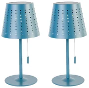 Sada 2 stolových lamp modrých vrátane LED 3-stupňový stmievač nabíjateľné a solárne - Ferre