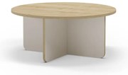 Krémovobiely/v prírodnej farbe okrúhly konferenčný stolík s doskou v dubovom dekore ø 80 cm Hillary – Marckeric