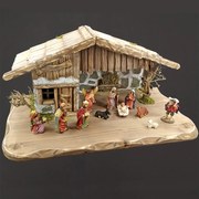 AMADEA Drevený šedohnedý betlehem s figúrkami 54 cm