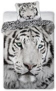 Obliečky bavlnené Deluxe 3D 200x140cm+90x70cm Tiger biely Faro Tiahome