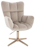 LuxuryForm DESIGN Otočné kreslo AURORA VELUR na zlatom kríži - latte