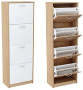 Štvorradový botník, dub sonoma/biela, VIVAT NEW TYP 3