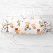 Biante Detský vankúš valec bonbon Sandra SA-611 Hravé myšky na bielom 15x40 cm