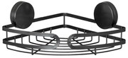 Čierna rohová polica do kúpeľne Wenko Static-Loc® Pavia, šírka 27 cm