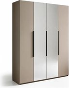Moderná šatníková skriňa NICEA 180 so zrkadlom – Hlínová béžová