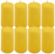 Sada stĺpových sviečok, 10 cm, Ø 5 cm, žltá, 8 ks