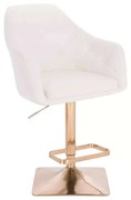 LuxuryForm DESIGN Barová stolička ANDORA na zlatej hranatej podstave - biela