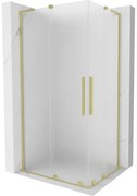 Mexen Velar L Duo, sprchový kút s posuvnými dverami 90 x 80 cm, 8mm sklo námraza, zlatá matná, 871-090-080-02-33-55