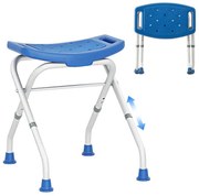 Výškovo nastaviteľná sprchová stolička s protišmykovými gumovými nožičkami Nosnosť 150 kg Sprchová lavica Modrá