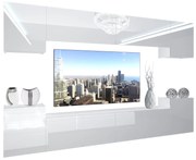Obývacia stena Belini Premium Full Version biely lesk+ LED osvetlenie Nexum 57