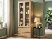 Vysoká vitrína Carlos, dub artisan, šírka 70 cm%