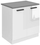 Kuchynská skrinka Belini Premium Full Version drezová 80 cm biely lesk s pracovnou doskou