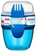 SISTEMA Box na jogurt a müsli, 2 komory + lyžica, SISTEMA, mix farieb Farba škatuliek SISTEMA: Modrá