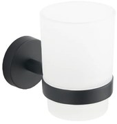 Závesný guľatý držiak kefiek MEXEN LOFT - kov / sklo - čierny matný, 7012638-70