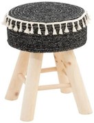 Čierna stolička so strapcami Round - 35 * 30 * 41 cm