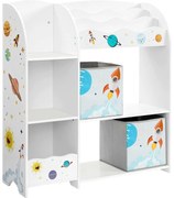 Detský regál na hračky a knihy s 2 úložnými boxmi, biely