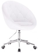 LuxuryForm DESIGN Kreslo VERA na striebornej podstave s kolieskami - biele