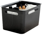 Rotho Úložný box s rúčkami BRISEN 16l, 36x26,2x21cm, čierny S vekom / Bez veka: S vekom