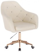 LuxuryForm DESIGN Kreslo ROMA na zlatej podstave s kolieskami - krémové