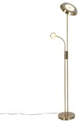 Stojaca lampa bronzová vrátane LED a stmievača s lampou na čítanie - Fez
