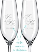 Svadobné poháre na sekt Monogram lásky 2 ks