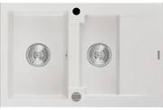 Mexen Gaspar granitový 1,5-komorový drez s krátkym odkvapkávačom 737 x 475 mm, biela- 6507731505-20