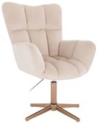 LuxuryForm DESIGN Otočné kreslo AURORA VELUR na zlatom kríži - krémové