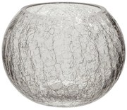 Sklenený guľatý svietnik s popraskaním M - 15 * 15 * 11,5 cm