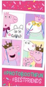 Bavlnená plážová osuška Prasiatko Peppa vo fotokabínke - 100% bavlna - 70 x 140 cm