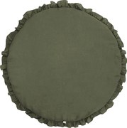 Detská ľanová podložka na hranie s volánom olivová