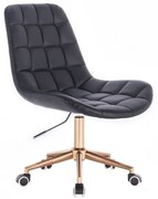 LuxuryForm DESIGN Stolička PARIS na zlatej podstave s kolieskami - čierna