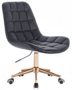 LuxuryForm DESIGN Stolička PARIS na zlatej podstave s kolieskami - čierna