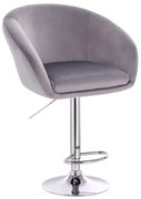 LuxuryForm DESIGN Barová stolička VENICE VELUR na striebornom tanieri - svetlo šedá