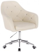 LuxuryForm DESIGN Kreslo ROMA na striebornej podstave s kolieskami - krémové