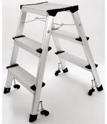 Hliníkové obojstranné skladacie mobilné schodíky, 2x3 stupne, výška 680 mm