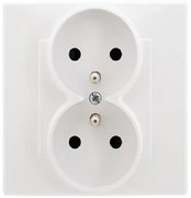GP-2LZP Dvojitá uzemnená zásuvka s uzávermi pre prúdové cesty biely