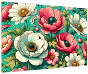 Obraz - Kvety na modrom pozadí (90x60 cm)