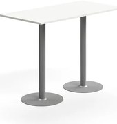 Barový stôl ALVA, 1400x700x1000 mm, HPL, strieborná/biela