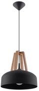 Závesné svietidlo Casco, 1x drevené/čierne kovové tienidlo