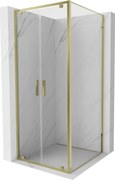 Mexen Exo, výklopná sprchová kabína, dvere 110 cm + bočná stena 110 cm, transparentné sklo, zlatá, 8182-110-110-50-00