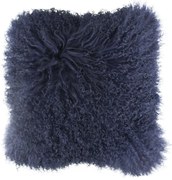 Vankúš modrá ovčej kože kučeravý dlhý chlp Navy Curly - 40 * 40 * 10cm