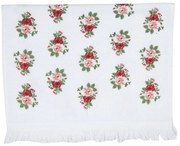 Biely kuchynský froté uterák s ružami - 40 * 66 cm