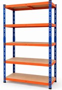 Regál 180x90x40 cm lakovaný 5-policový, nosnosť 1000 kg - modro-oranžový