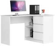 Rohový psací stůl B16 124 cm bílý pravý