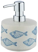 Modro-biely keramický dávkovač na mydlo Wenko Aquamarin, 475 ml