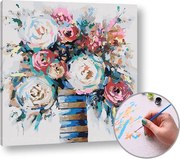 Maľovanie podľa čísel KVETY VO VÁZE – stredná náročnosť